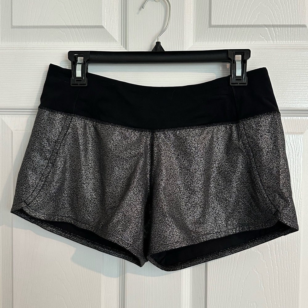 lululemon athletica Black and Silver Athletic Shorts